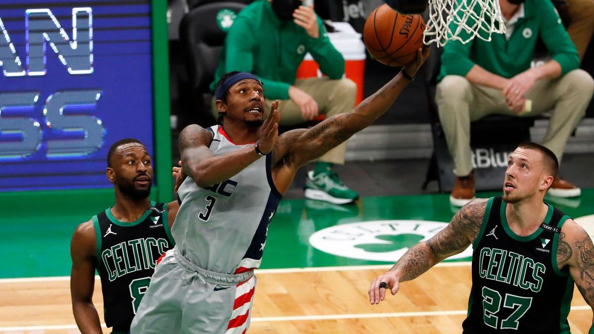 Washington Wizards guard Bradley Beal, Boston Celtics guard Kemba Walker, center Daniel Theis