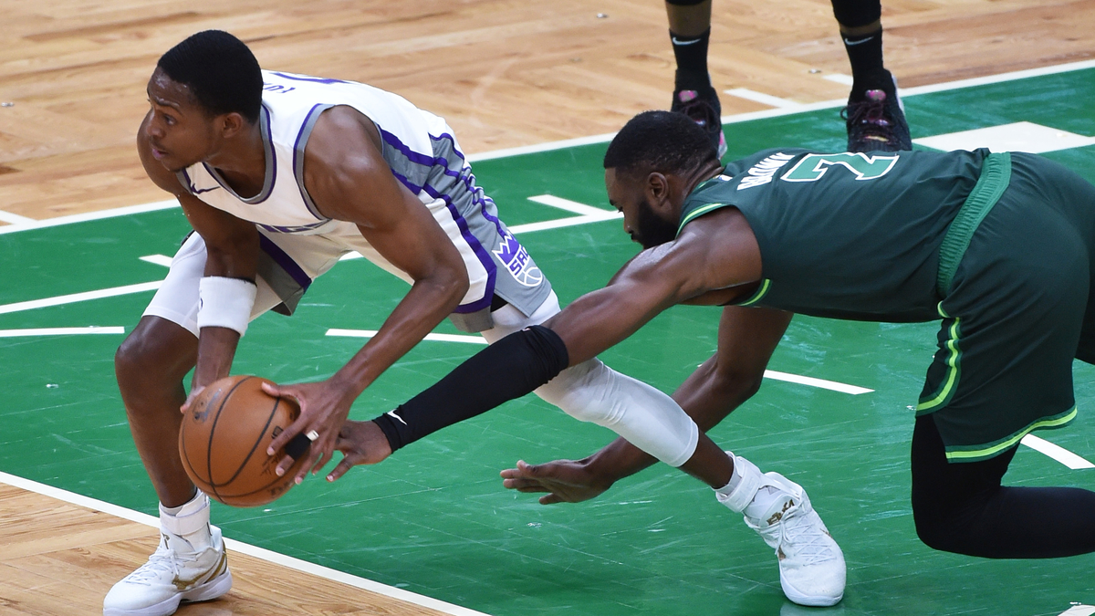 Boston Celtics guard Jaylen Brown, Sacramento Kings guard De'Aaron Fox
