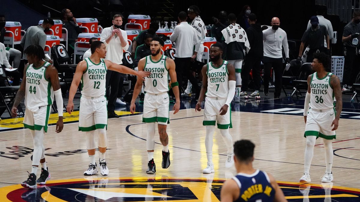 Boston Celtics' Robert Williams, Grant Williams, Jayson Tatum, Jaylen Brown, Marcus Smart