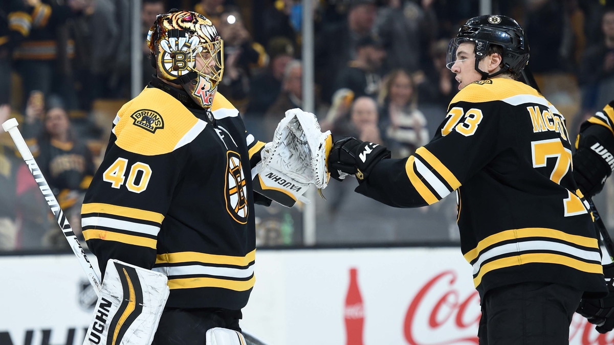 Boston Bruins defenseman Charlie McAvoy, free agent goalie Tuukka Rask