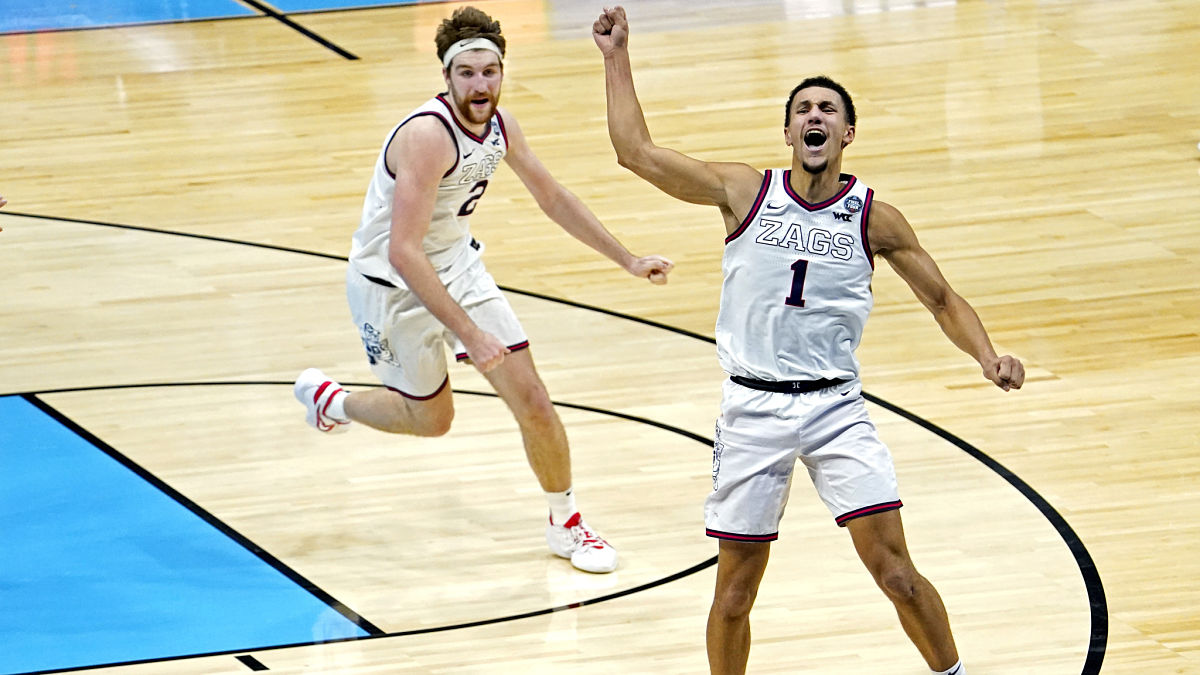 Gonzaga Bulldogs forward Drew Timme and guard Jalen Suggs
