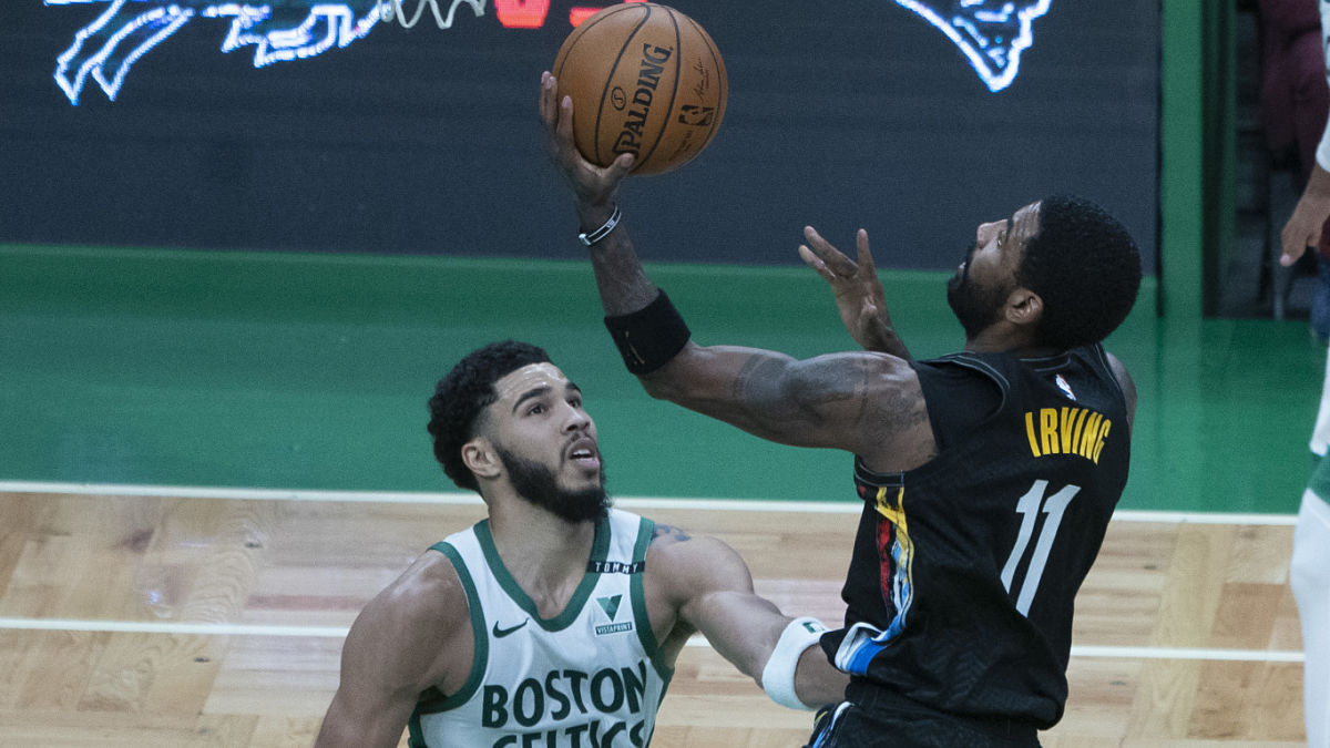 Boston Celtics forward Jayson Tatum and Brooklyn Nets point guard Kyrie Irving