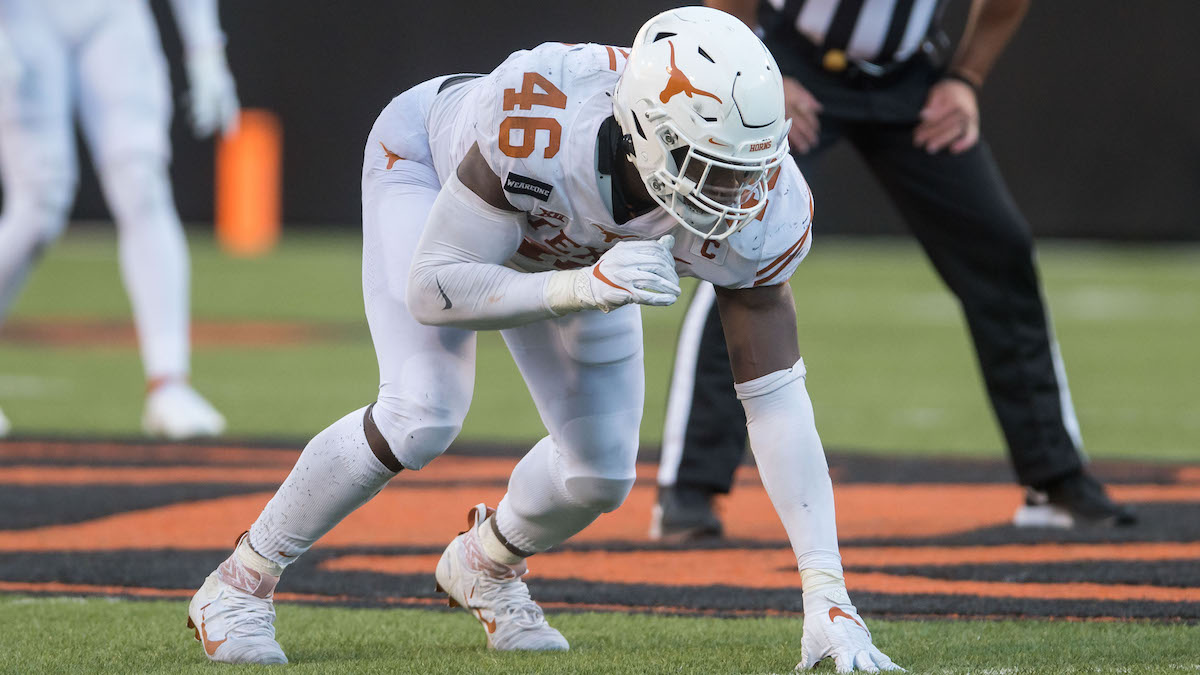 Texas NFL Draft prospect and potential Patriots edge defender Joseph Ossai