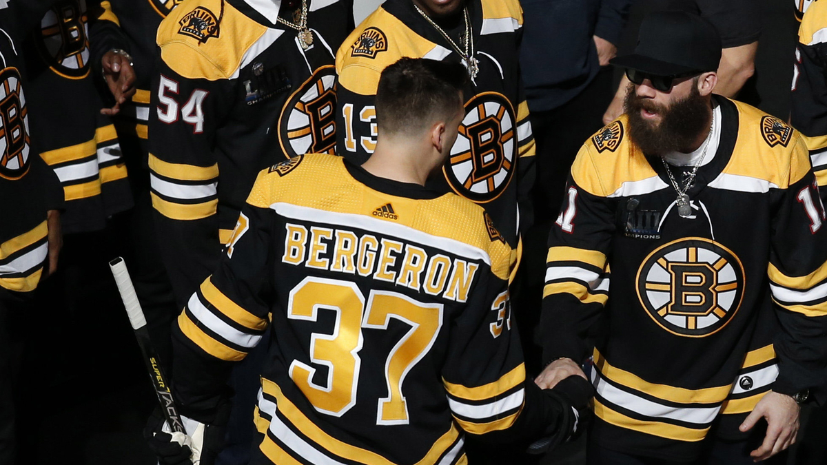 Former New England Patriots Wide Receiver Julian Edelman And Boston Bruins Center Patrice Bergeron