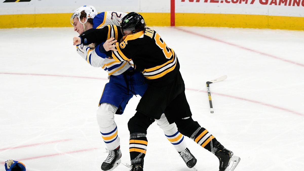 Buffalo Sabres winger Tage Thompson, Boston Bruins Defenseman Kevan Miller