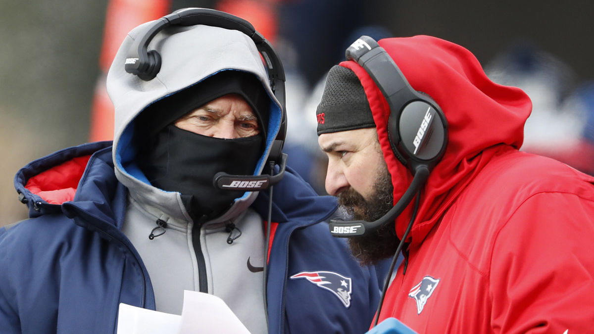 New England Patriots head coach Bill Belichick and Matt Patricia