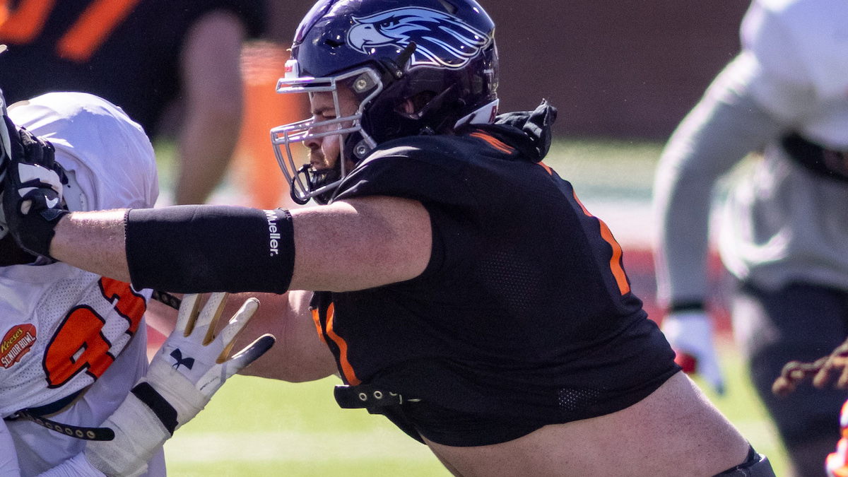 Wisconsin-Whitewater and potential Patriots offensive lineman Quinn Meinerz