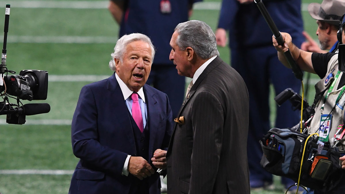 New England Patriots owner Robert Kraft, Atlanta Falcons owner Arthur Blank