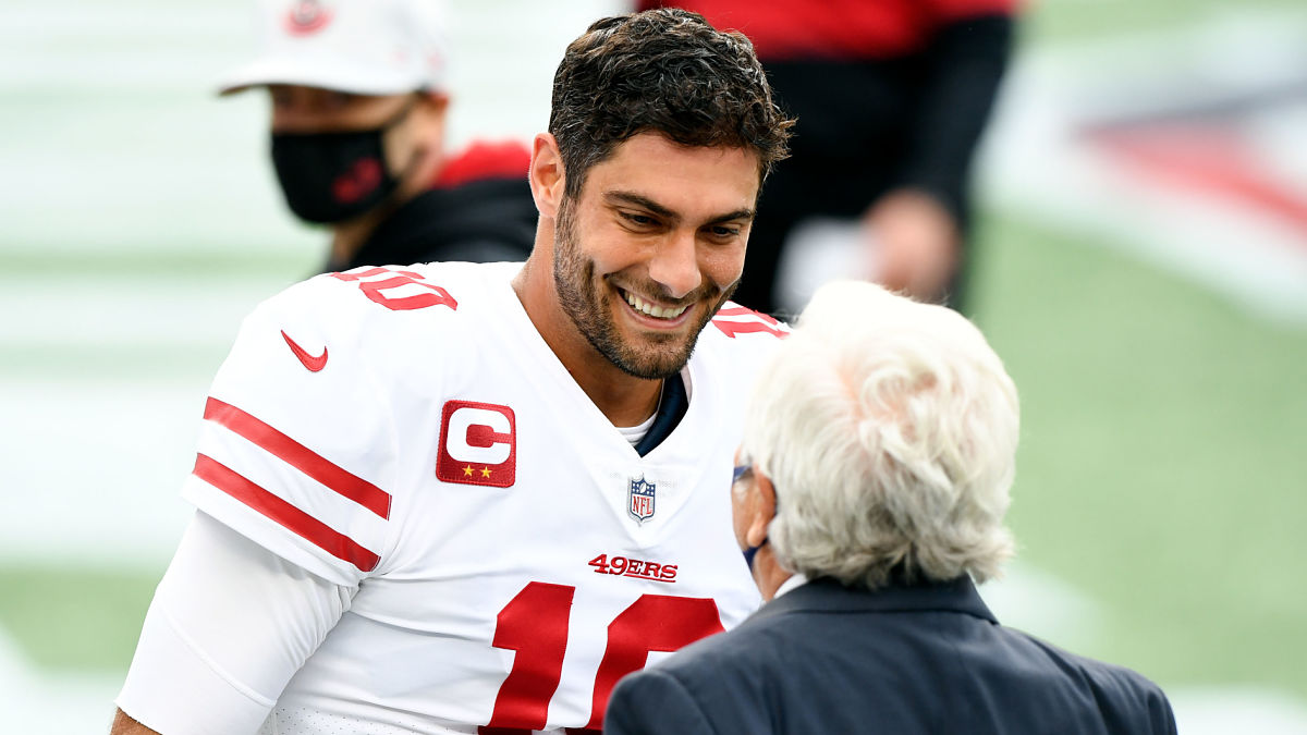 San Francisco 49ers quarterback Jimmy Garoppolo and New England Patriots owner Robert Kraft