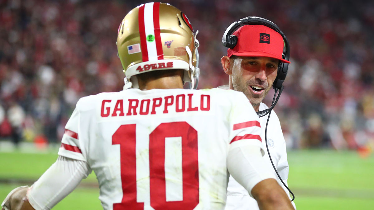 San Francisco 49ers quarterback Jimmy Garoppolo and head coach Kyle Shanahan