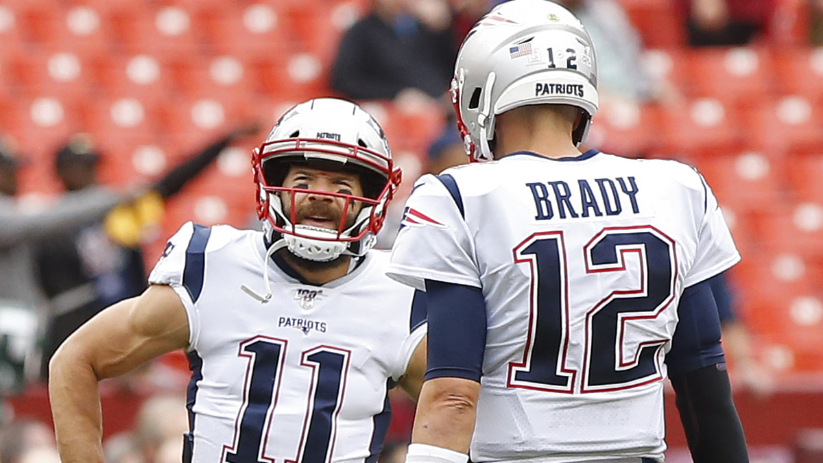 Former New England Patriots' Julian Edelman, Tom Brady
