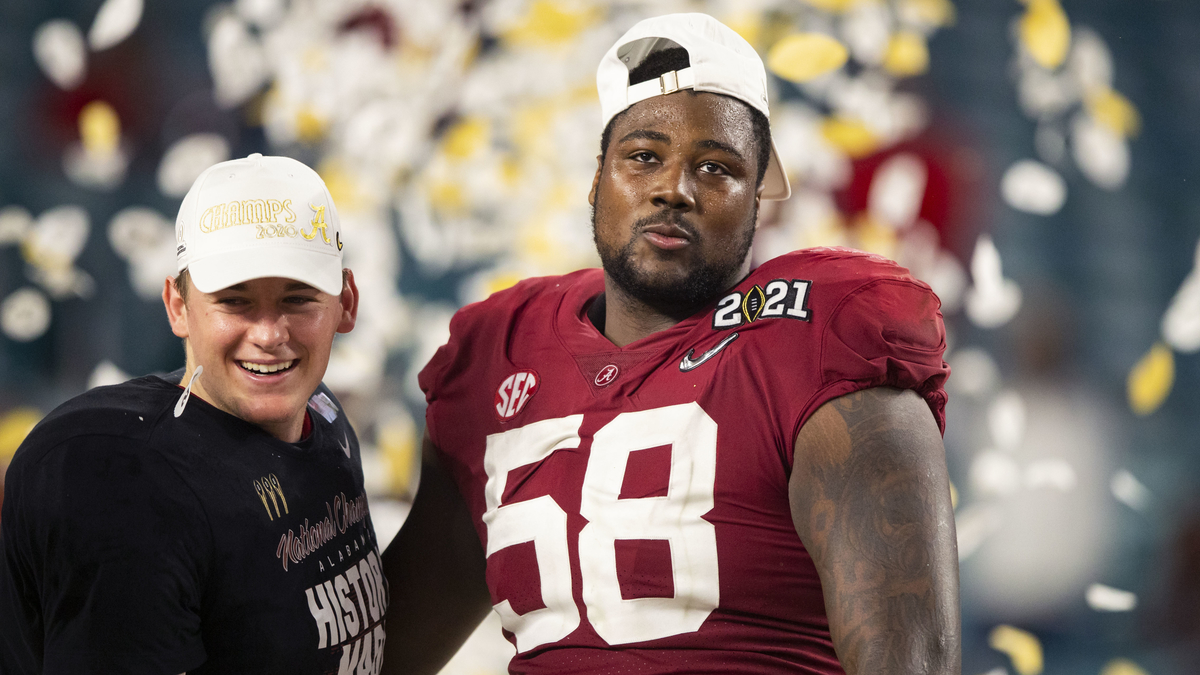 New England Patriots quarterback Mac Jones, defensive lineman Christian Barmore
