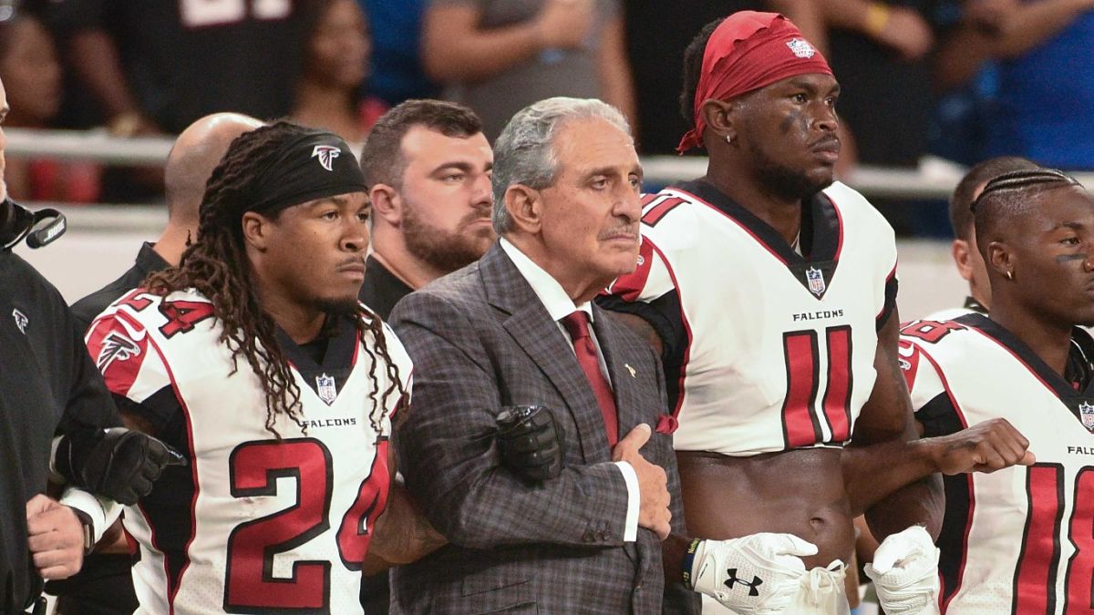 Atlanta Falcons owner Arthur Blank and wide receiver Julio Jones