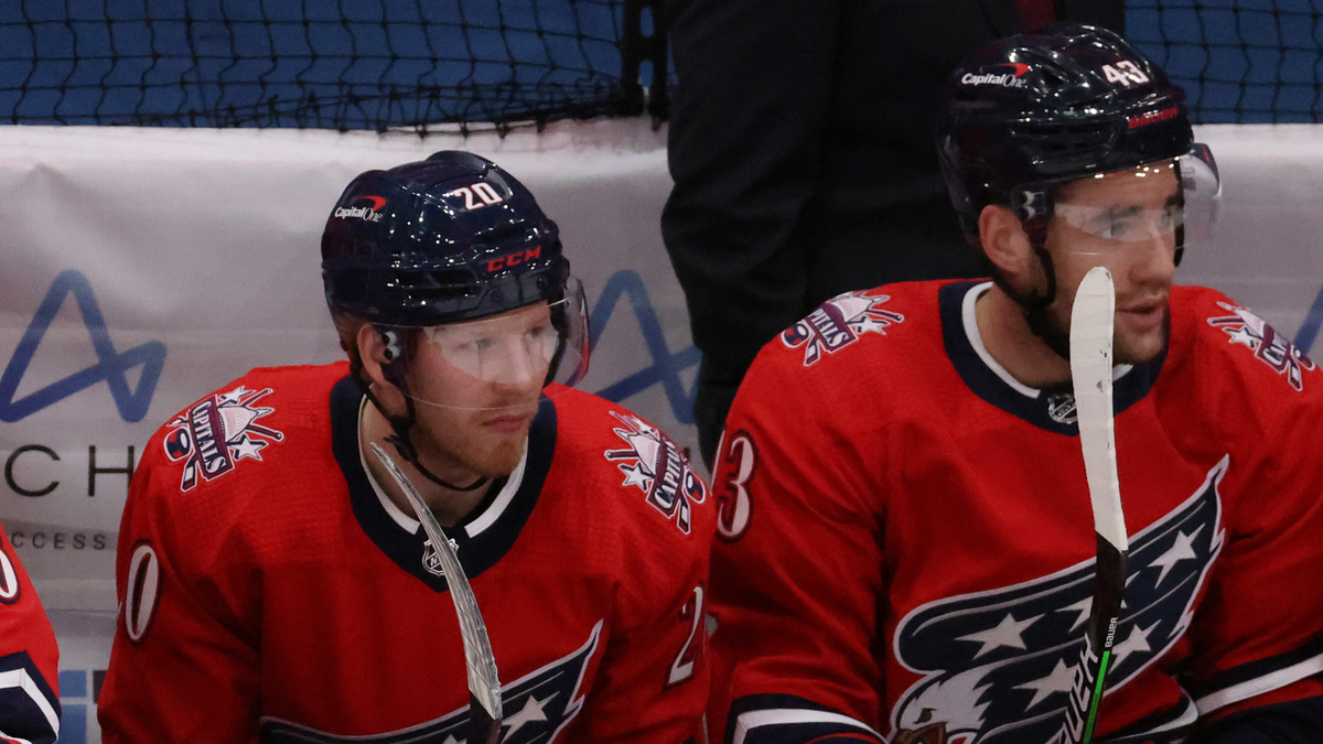 Washington Capitals forwards Lars Eller, Tom Wilson