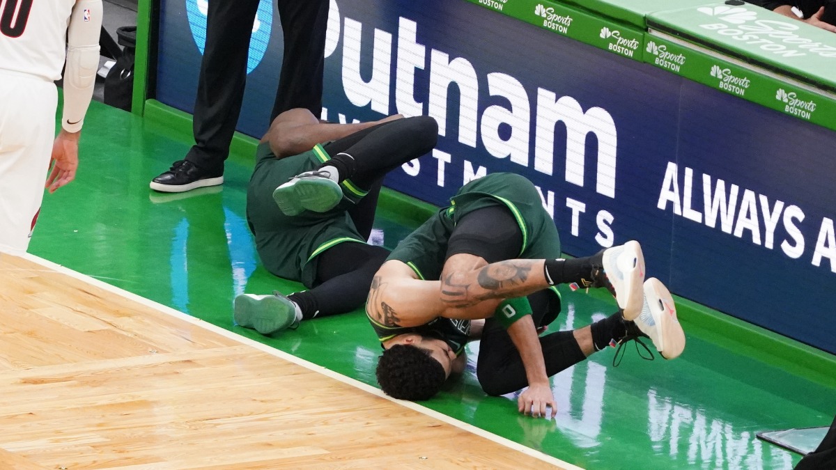 Boston Celtics forward Jayson Tatum and guard Jaylen Brown