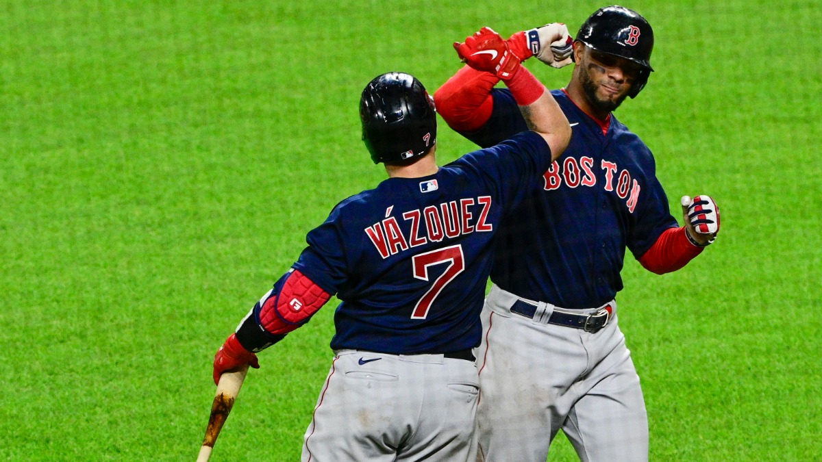 Boston Red Sox shortstop Xander Bogaerts and catcher Christian Vazquez