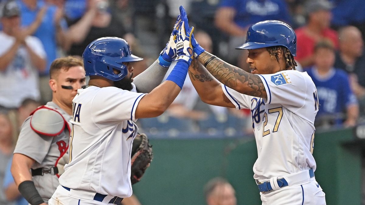 Kansas City Royals Shortstop Adalberto Mondesi And First Baseman Carlos Santana