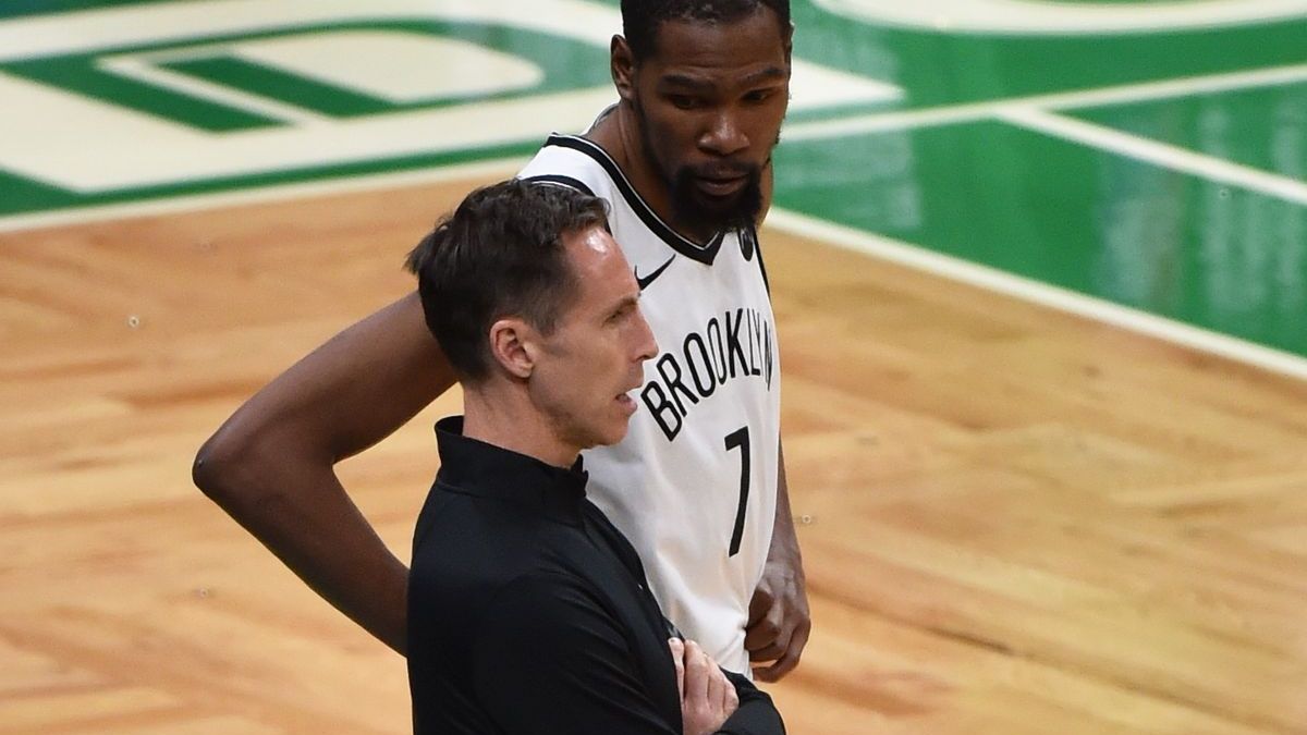 Brooklyn Nets coach Steve Nash, forward Kevin Durant