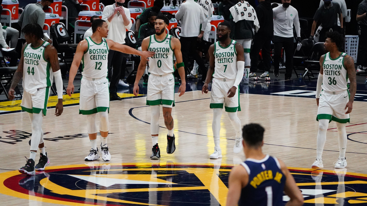 Boston Celtics' Robert Williams, Grant Williams, Jayson Tatum, Jaylen Brown, Marcus Smart