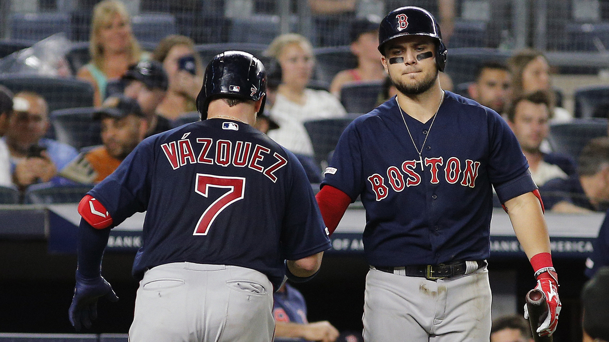 Boston Red Sox catcher Christian Vázquez, infielder Michael Chavis