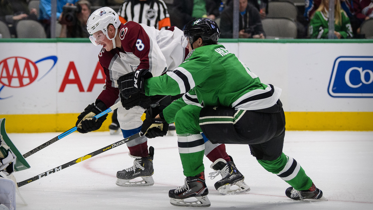 Colorado Avalanche defenseman Cale Makar, Dallas Stars' Miro Heiskanen