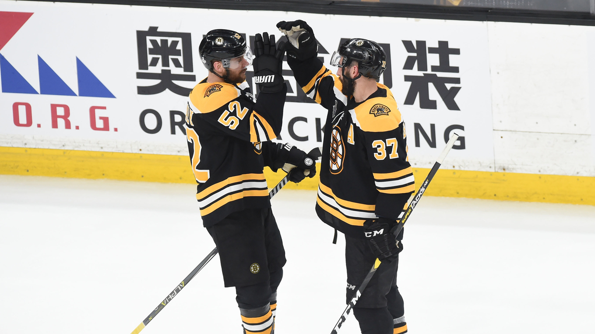 Columbus Blue Jackets Forward Sean Kuraly And Boston Bruins Center Patrice Bergeron