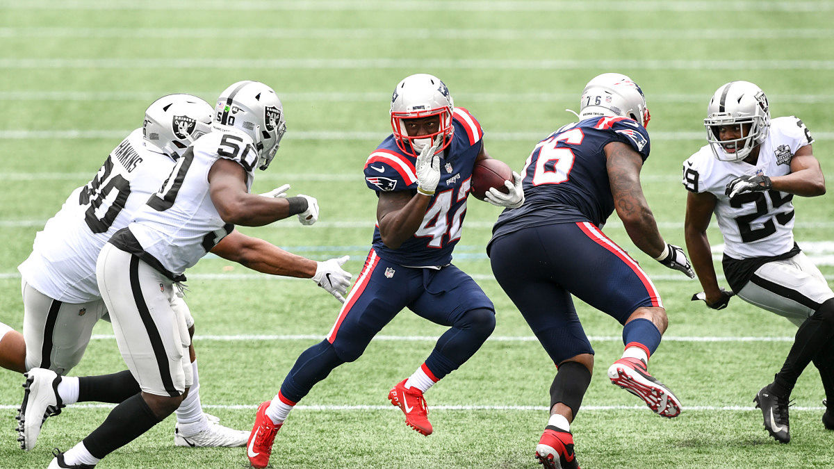 New England Patriots running back J.J. Taylor