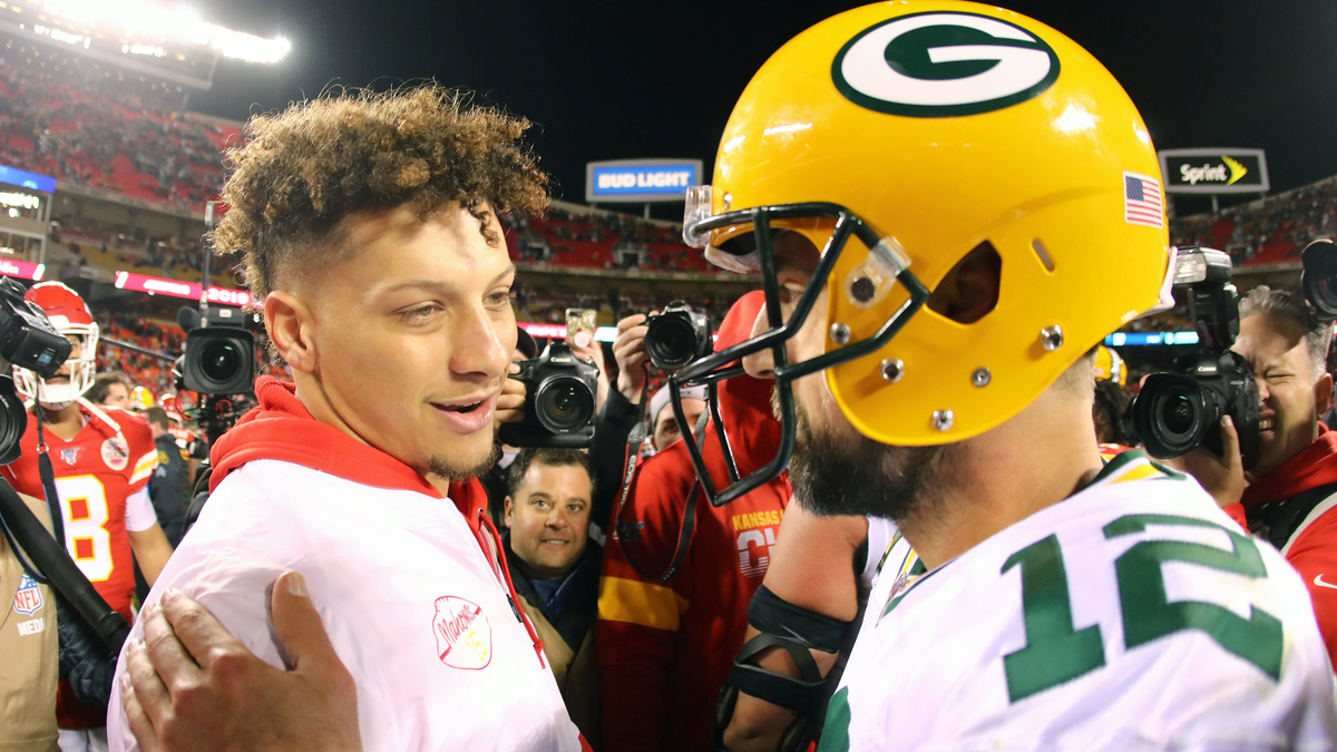 Green Bay Packers quarterback Aaron Rodgers, Kansas City Chiefs quarterback Patrick Mahomes