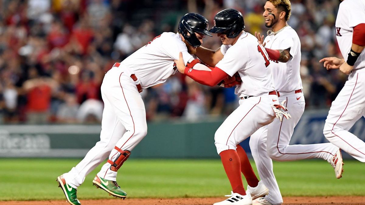 Boston Red Sox outfielders Alex Verdugo, Hunter Renfroe