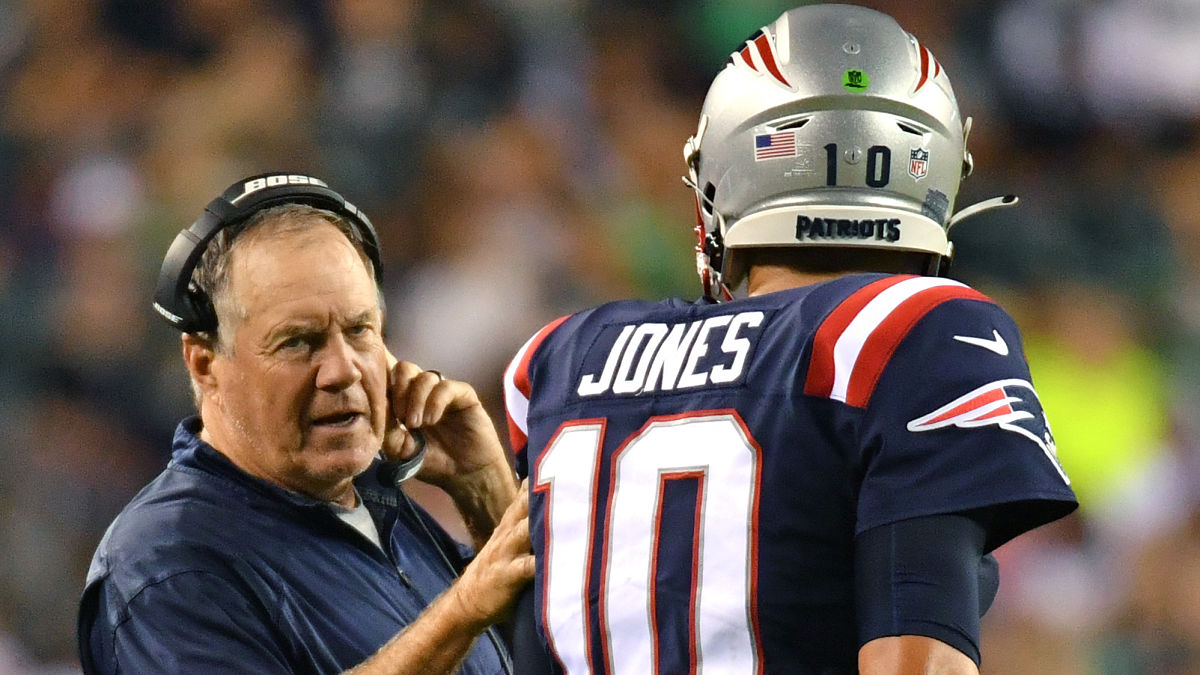 New England Patriots coach Bill Belichick, quarterback Mac Jones
