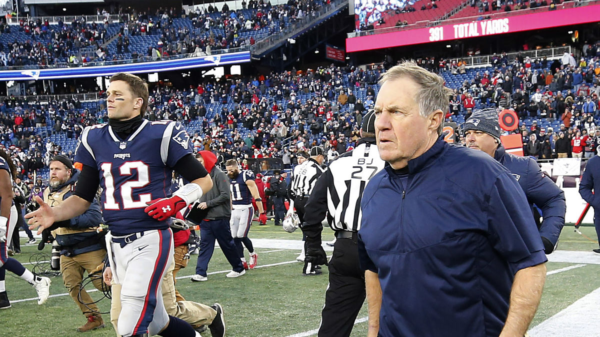 New England Patriots head coach Bill Belichick And Tampa Bay Buccaneers quarterback Tom Brady