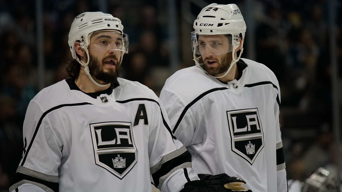 Boston Bruins defenseman Derek Forbort, Los Angeles Kings defenseman Drew Doughty