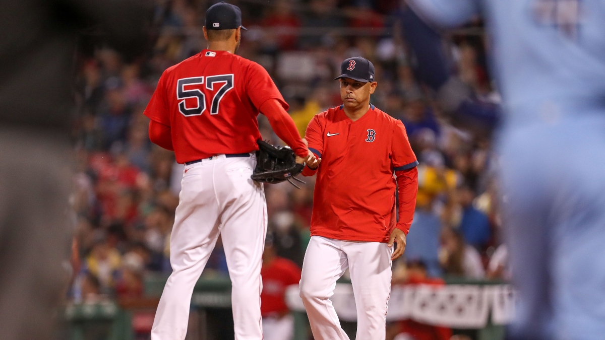 Boston Red Sox pitcher Eduardo Rodriguez and manager Alex Cora (left)