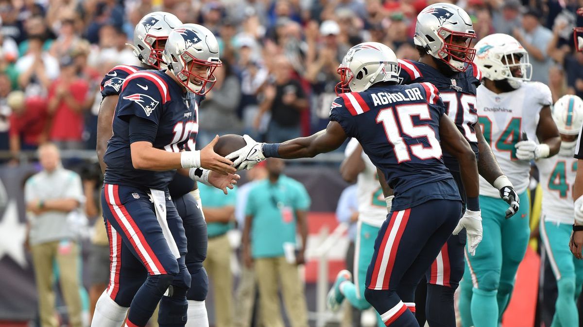 New England Patriots quarterback Mac Jones, receiver Nelson Agholor