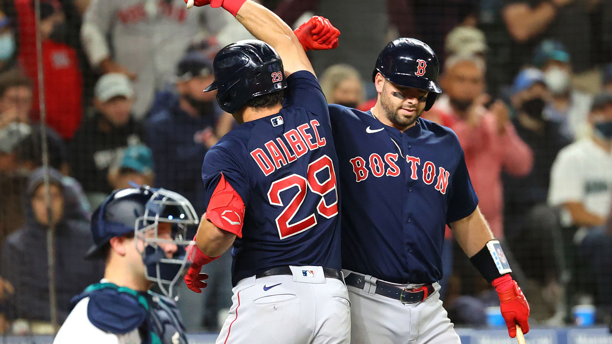 Boston Red Sox first baseman Bobby Dalbec, catcher Kevin Plawecki