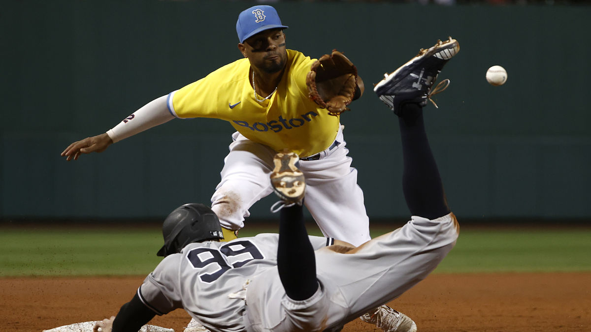 Boston Red Sox shortstop Xander Bogaerts and New York Yankees outfielder Aaron Judge
