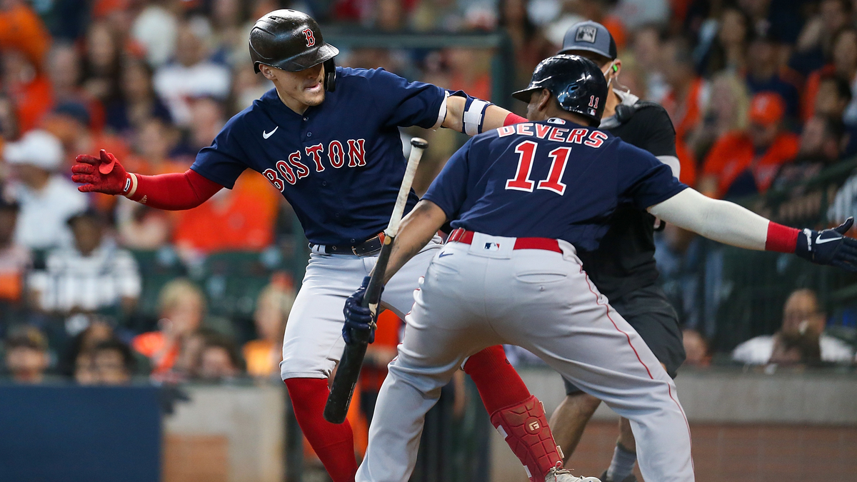 Boston Red Sox center fielder Kiké Hernández, third baseman Rafael Devers