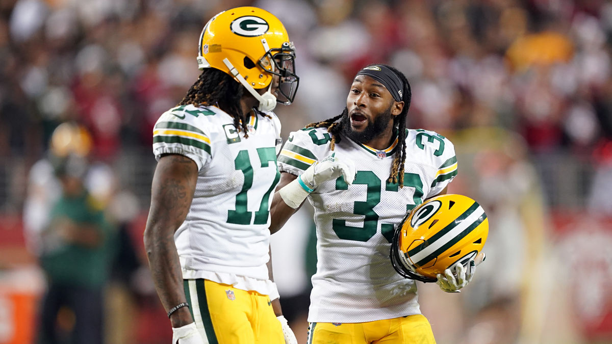 Green Bay Packers running back Aaron Jones, wide receiver Davante Adams