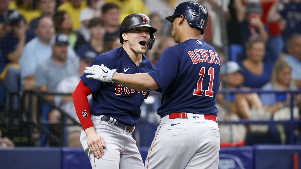 Boston Red Sox third baseman Rafael Devers, outfielder Kike Hernandez