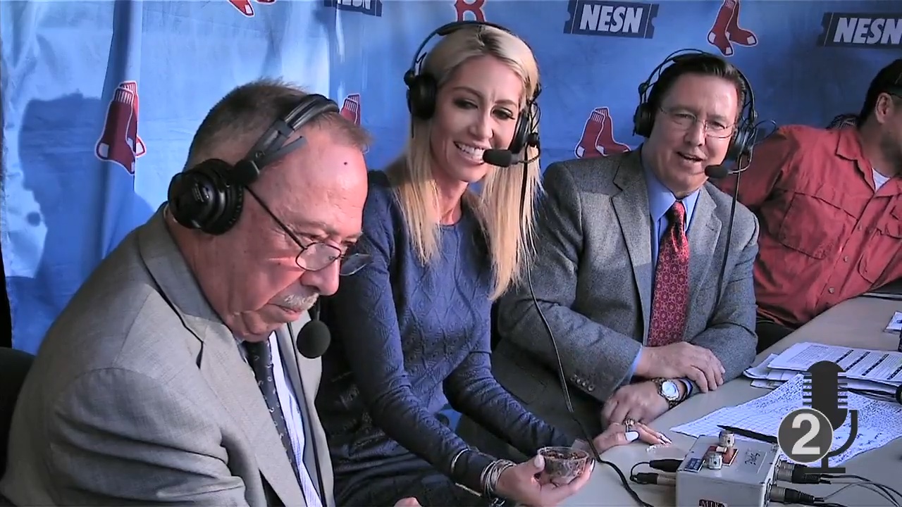 Boston Red Sox infielder and NESN broadcaster Jerry Remy, NESN broadcaster Guerin Austin and NESN broadcaster Dave O'Brien