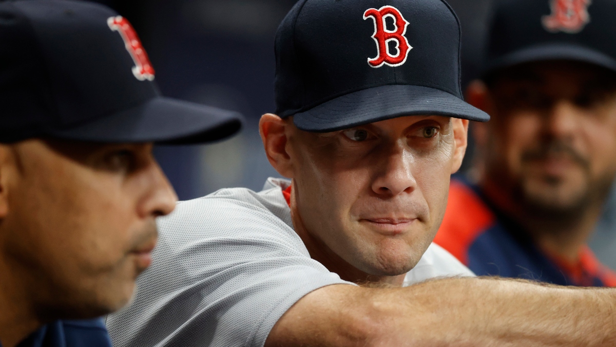 Former Boston Red Sox hitting coach Tim Hyers (right) and manager Alex Cora