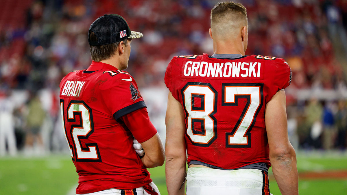 Tampa Bay Buccaneers quarterback Tom Brady and tight end Rob Gronkowski
