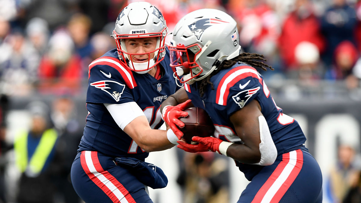 New England Patriots quarterback Mac Jones and running back Rhamondre Stevenson