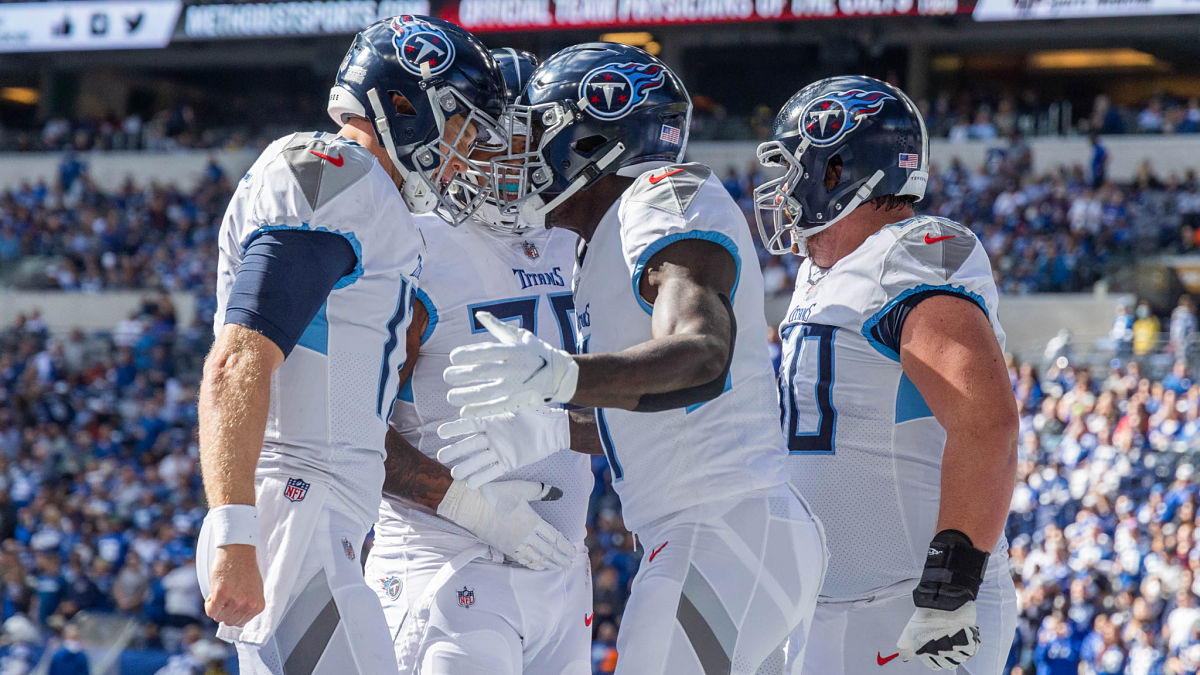 Tennessee Titans wide receiver A.J. Brown, quarterback Ryan Tannehill
