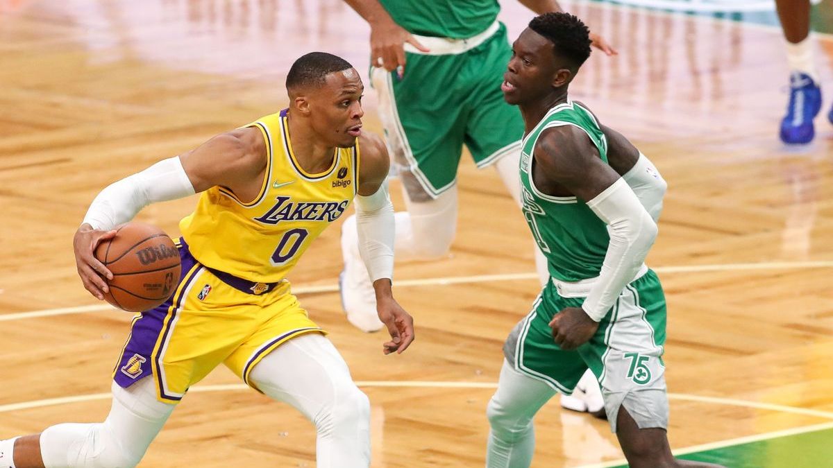 LA Lakers guard Russell Westbrook, Boston Celtics guard Dennis Schröder