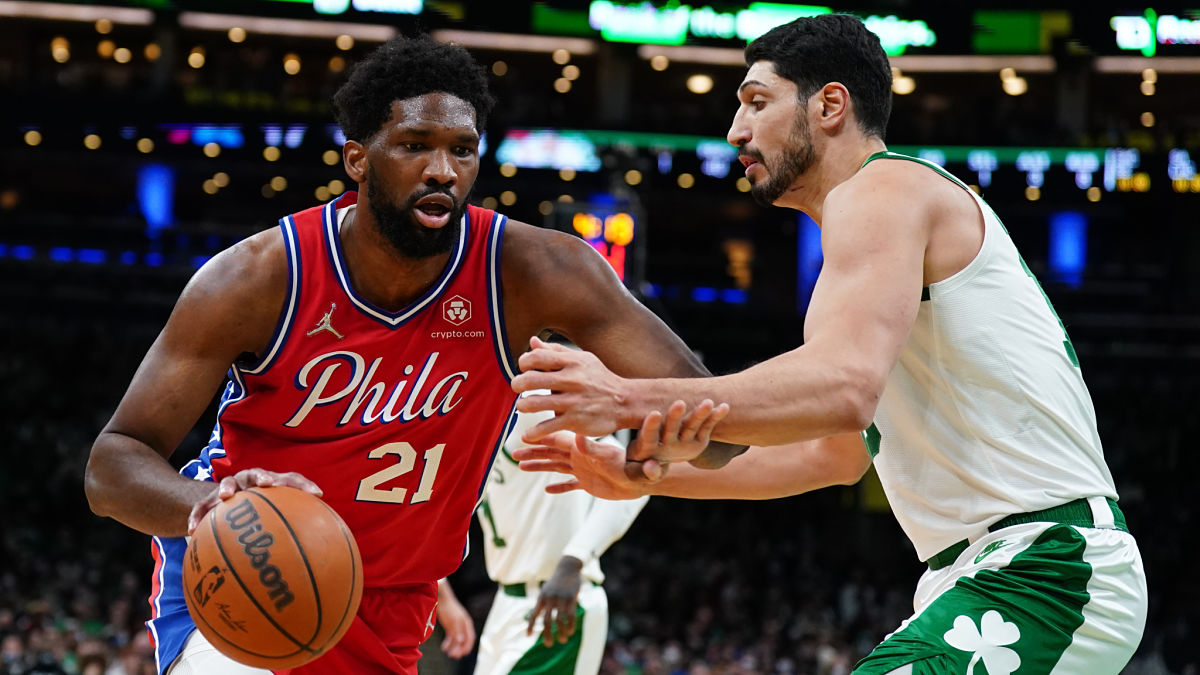 Philadelphia 76ers center Joel Embiid, Boston Celtics center Enes Freedom