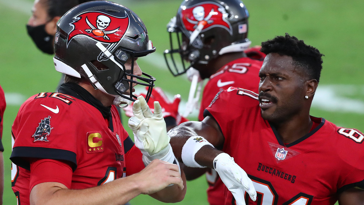 Tampa Bay Buccaneers quarterback Tom Brady, NFL wide receiver Antonio Brown