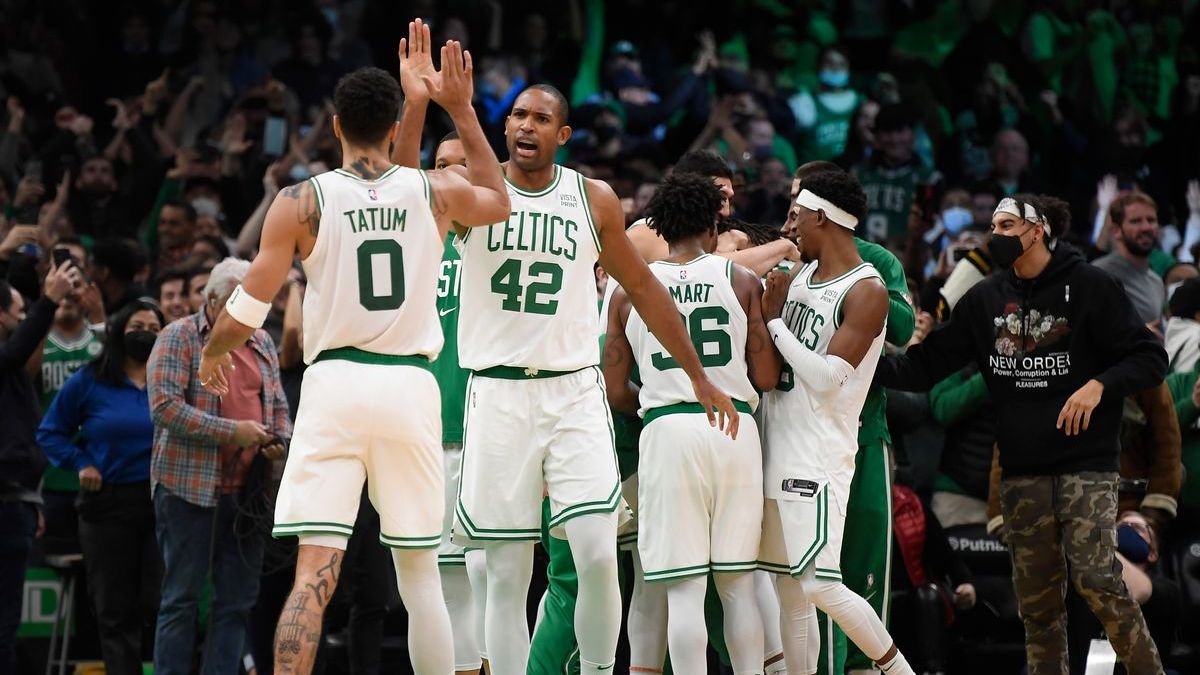Boston Celtics' Jayson Tatum and Al Horford