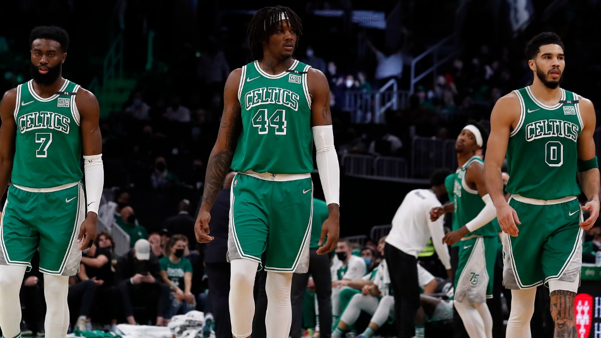 Boston Celtics forward Jayson Tatum, Jaylen Brown, Robert Williams