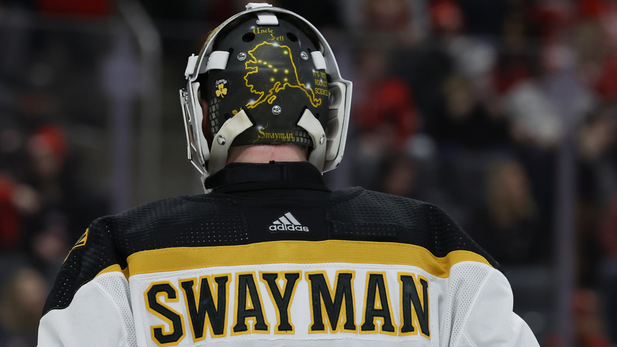 Boston Bruins goalie Jeremy Swayman